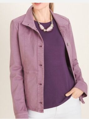 Chico's Charming Twill Casual Jacket In Violet Ice